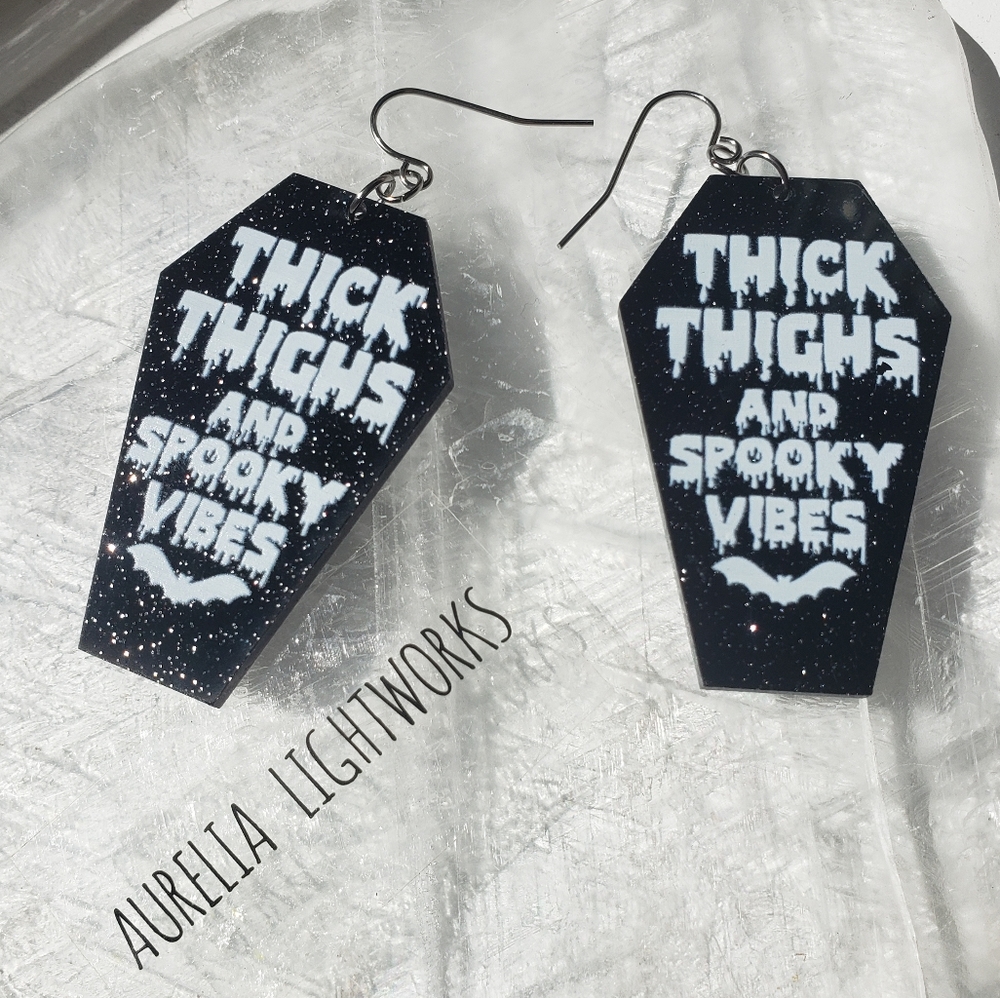 🦇 Thick Thighs and Spooky Vibes earrings